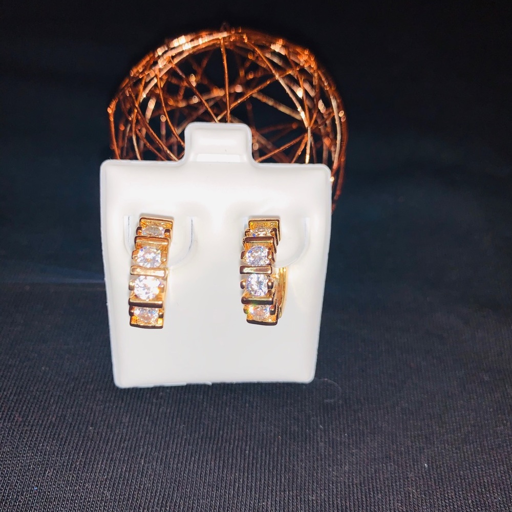 Mini Channel-Set Hoop Earrings (gold plated)